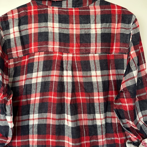 Nostalgia Dip Dye Frayed Hem Plaid Button Up Shirt